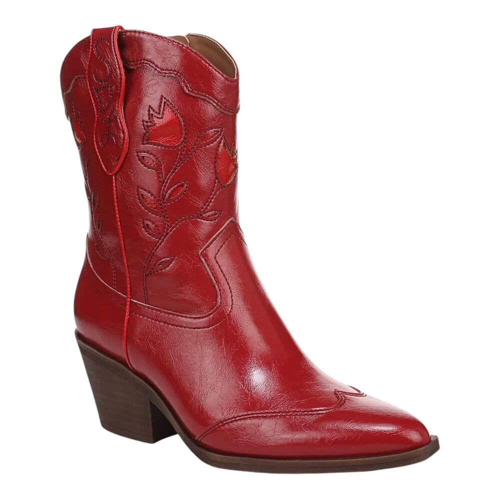 Sam & Libby Women's Flash Block Heel Western Low Shaft Boots Red Size 8 - Picture 1 of 5